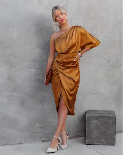 Stylish One-Shoulder Evening Dress - Celeste