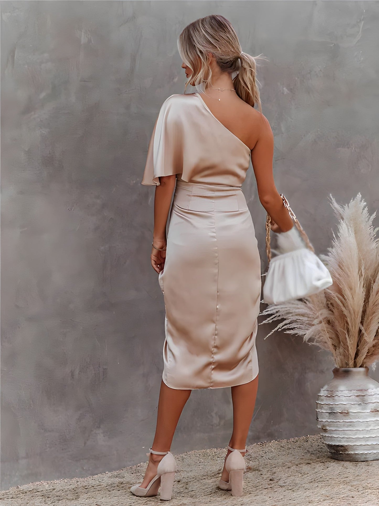 Stylish One-Shoulder Evening Dress - Celeste