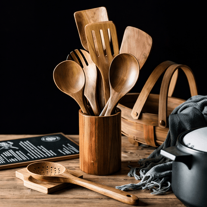 Traditional Japanese Wooden Utensil Set (7 Pieces) 2