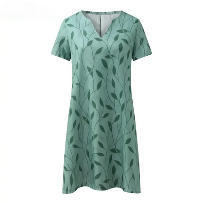 Stylish Knitted Dress with V-Neck and Short Sleeves - ValeriaStrick