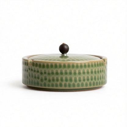 Handmade Ceramic Ashtray with Wooden Lid, 12.5 cm 7