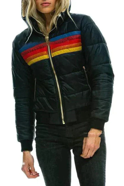 Colourful Padded Ladies Jacket with Hood – Ylva