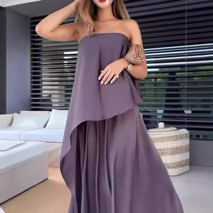 Two-Piece Off-Shoulder Blouse and Maxi Skirt Set for Women – Jolina