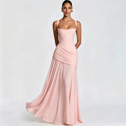 Women's Maxi Dress with Square Neck, Gathered Waist & Back Lace-Up 19