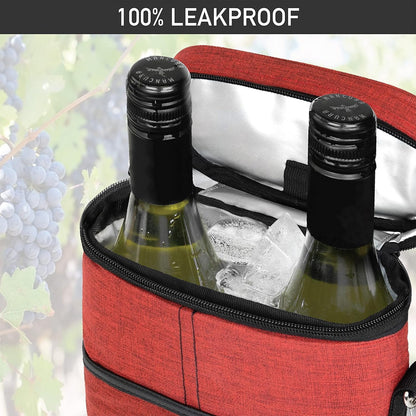 Insulated two-bottle wine cooler bag with adjustable strap – Buy one, get one free