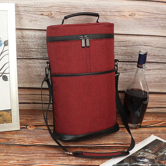 Insulated two-bottle wine cooler bag with adjustable strap – Buy one, get one free