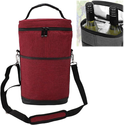 Insulated two-bottle wine cooler bag with adjustable strap – Buy one, get one free
