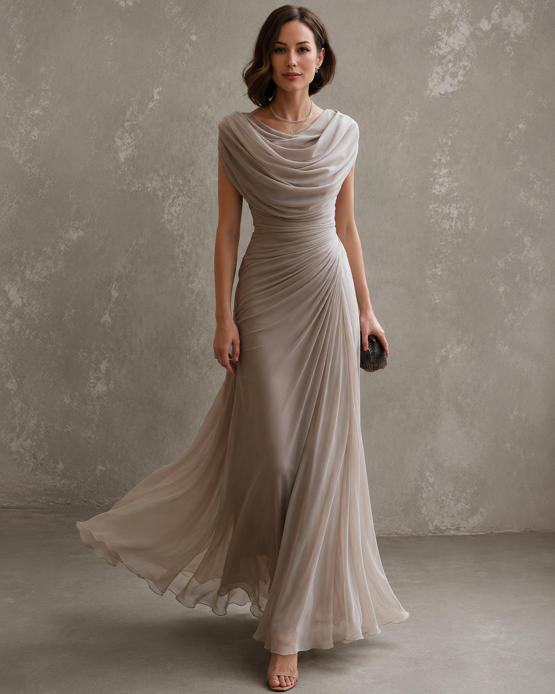 Elegant Draped Maxi Dress - Sleeveless Formal Evening Gown 1