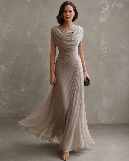 Elegant Draped Maxi Dress - Sleeveless Formal Evening Gown 1
