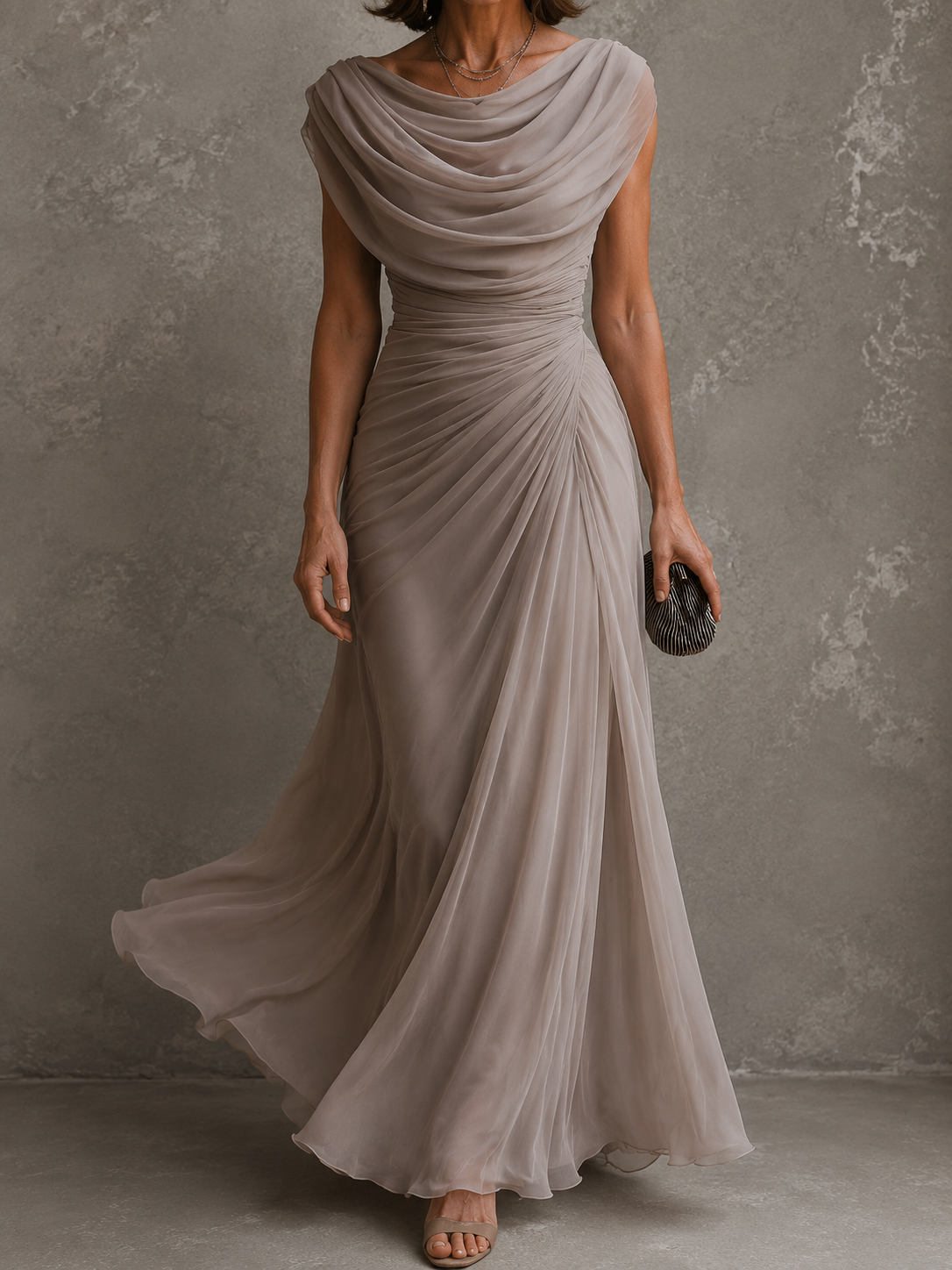 Draped Maxi Dress with Sleeveless Silhouette 8
