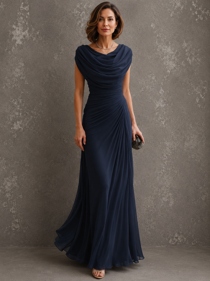 Elegant Draped Maxi Dress - Sleeveless Formal Evening Gown 4