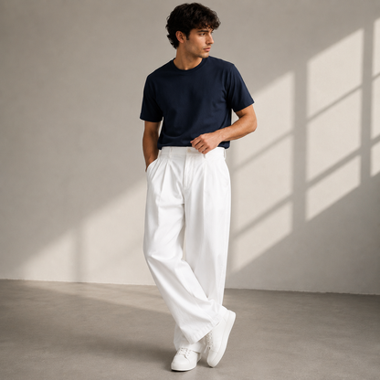 Men's Pleated Wide-Leg Pants – Relaxed Modern Trousers for Everyday & Travel 1