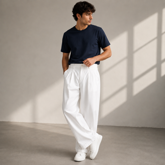 Men's Pleated Wide-Leg Pants – Relaxed Modern Trousers for Everyday & Travel 1