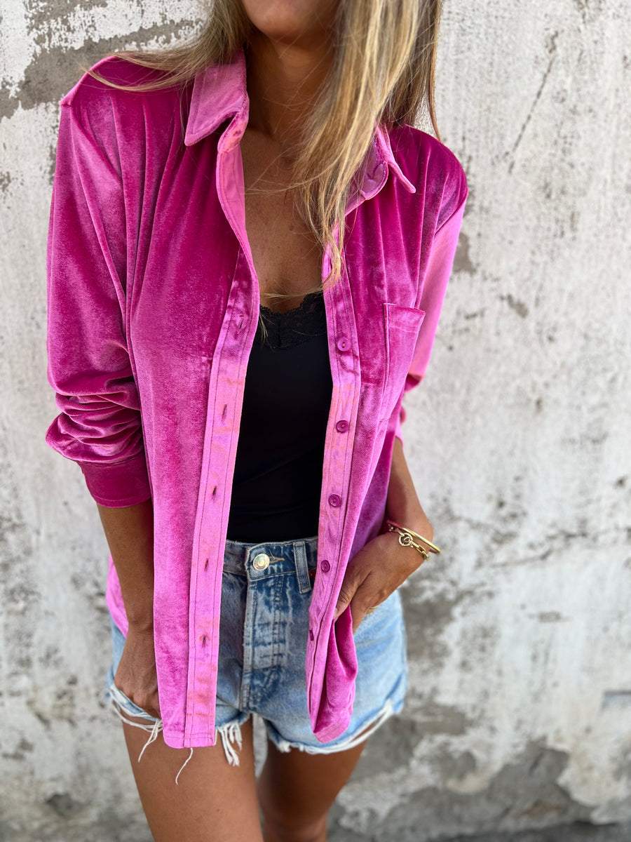 Trendy Velvet Blouse with Long Sleeves - Clara