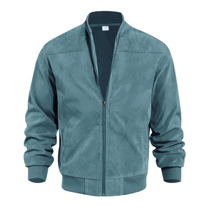 Light men's transitional jacket in suede look with stand-up collar – Damian