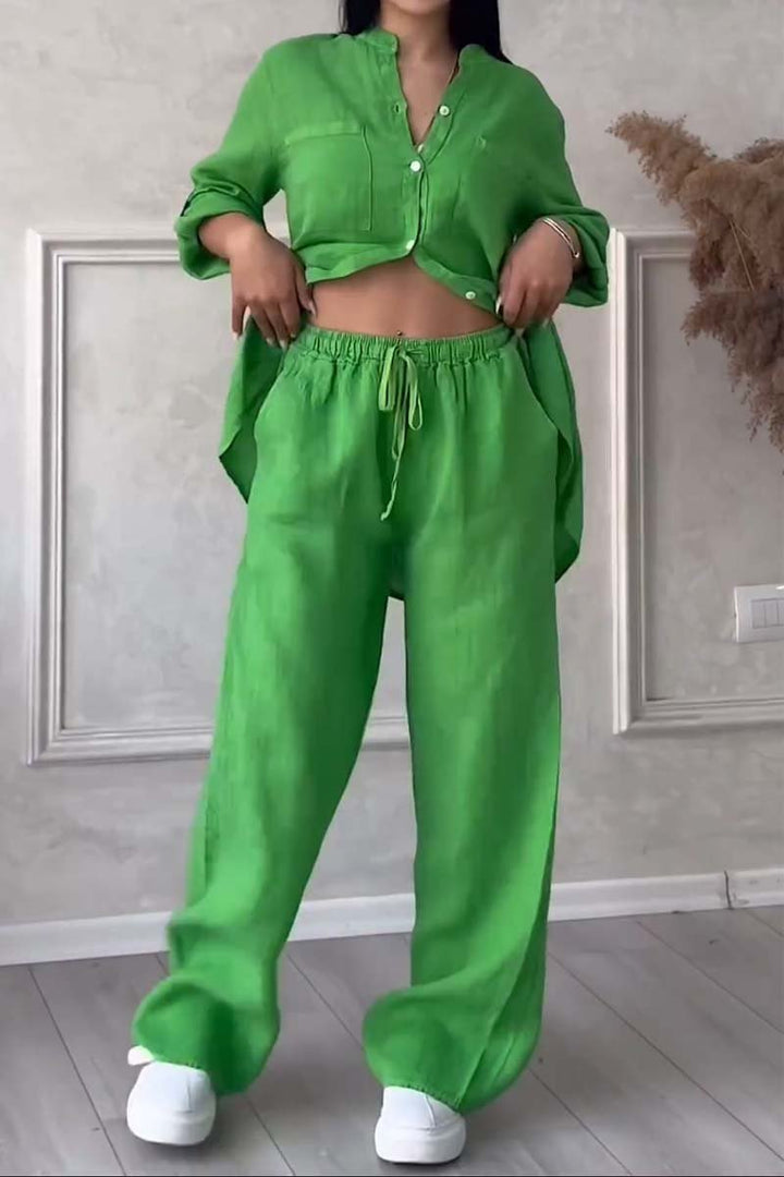 Two-piece linen women's summer outfit – Alina