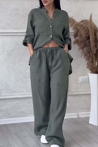 Two-piece linen women's summer outfit – Alina
