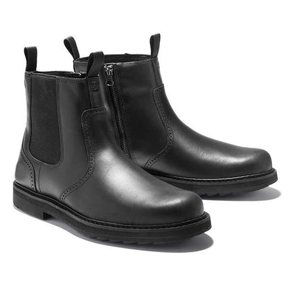 Men's Chelsea boots classic made of synthetic leather with elastic inset – Neron