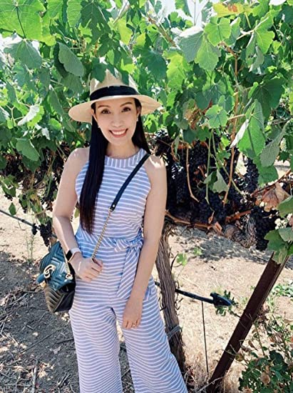 Striped summer jumpsuit for women with wide leg and V-neck – Alina