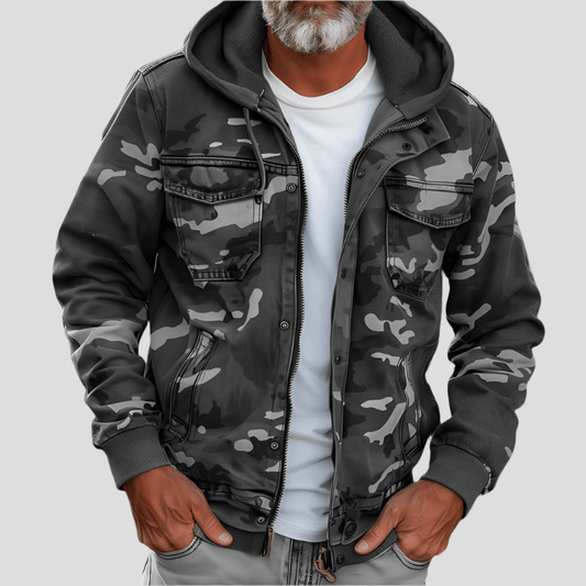 Men's hooded jacket in an autumnal camouflage look – Bruno