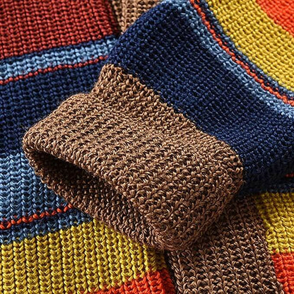 Men's knit cardigan with color block and geometric pattern – Leandro