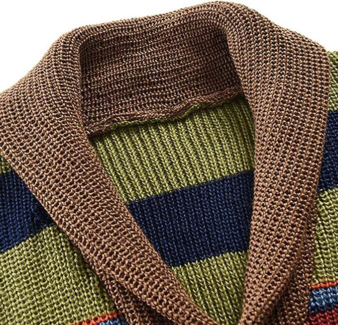 Men's knit cardigan with color block and geometric pattern – Leandro