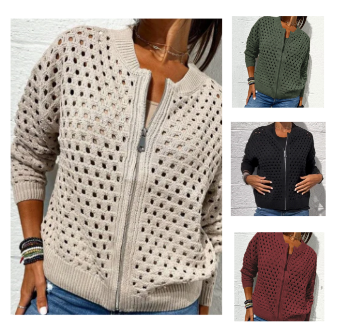 Cardigan with zip fastening and an airy knit – Fenja Autumn Magic