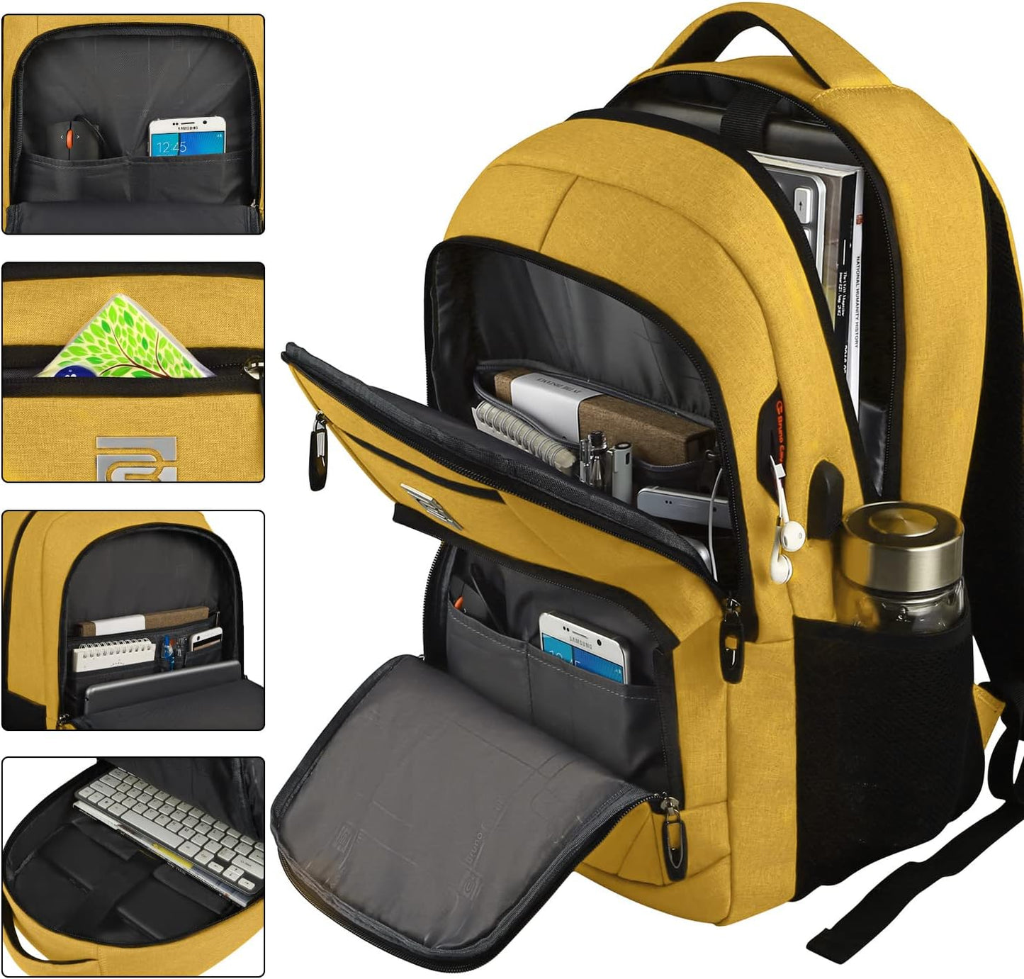 Slim anti-theft laptop backpack with USB charging port