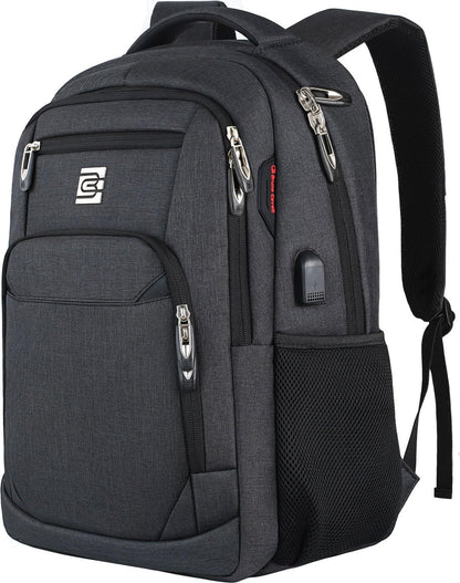 Slim anti-theft laptop backpack with USB charging port
