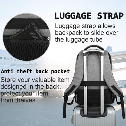 Slim anti-theft laptop backpack with USB charging port