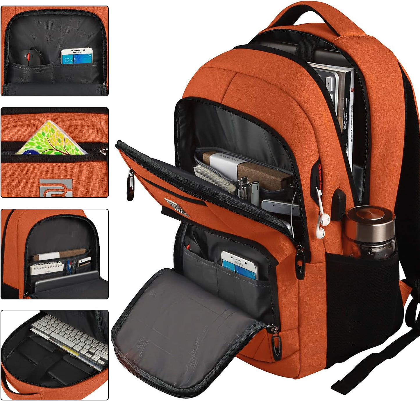 Slim anti-theft laptop backpack with USB charging port