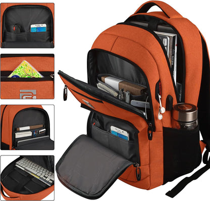 Slim anti-theft laptop backpack with USB charging port