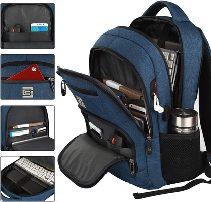 Slim anti-theft laptop backpack with USB charging port