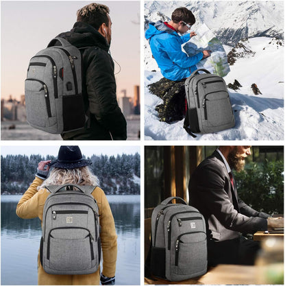 Slim anti-theft laptop backpack with USB charging port