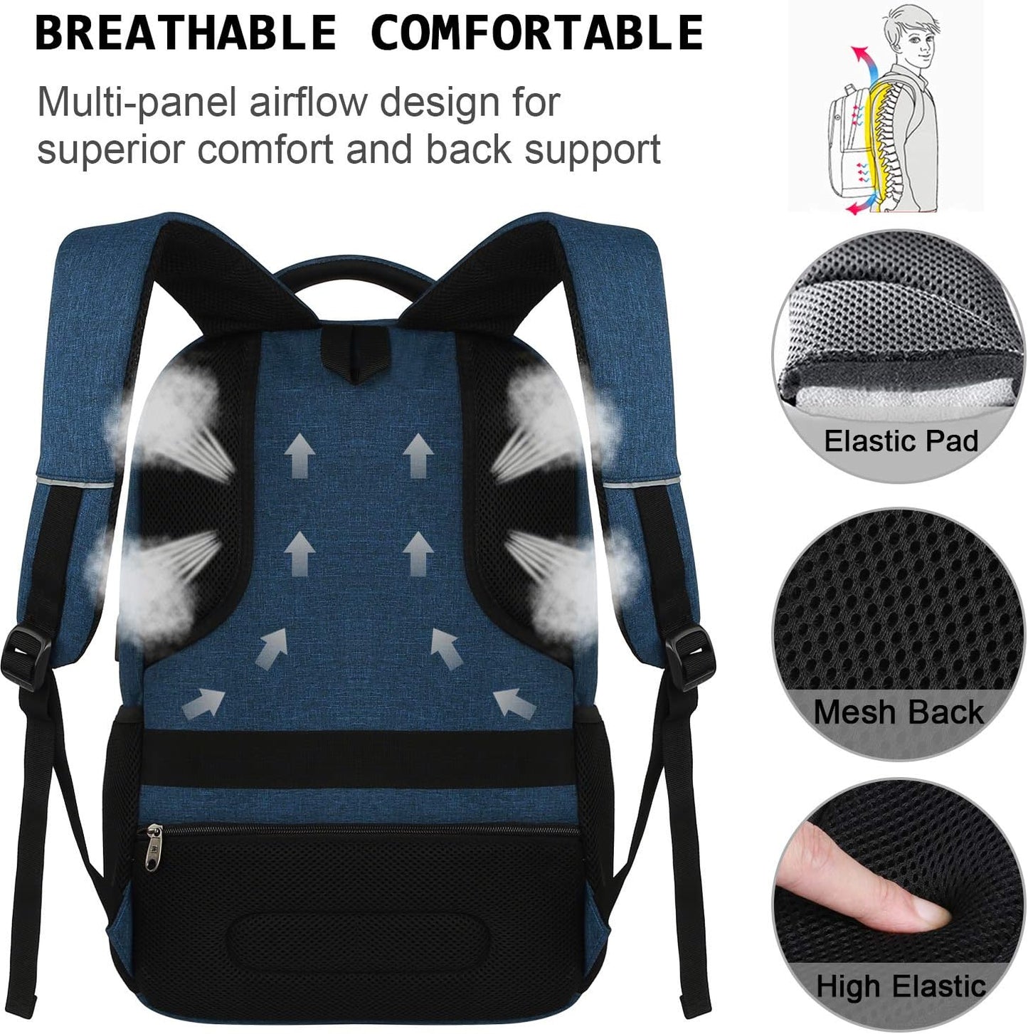 Slim anti-theft laptop backpack with USB charging port