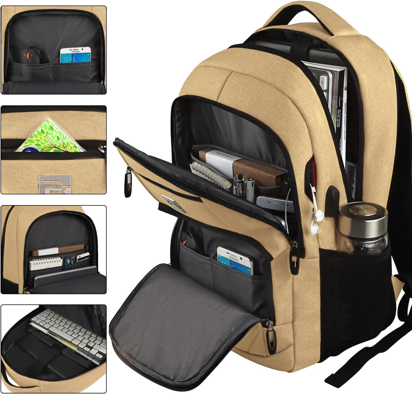 Slim anti-theft laptop backpack with USB charging port