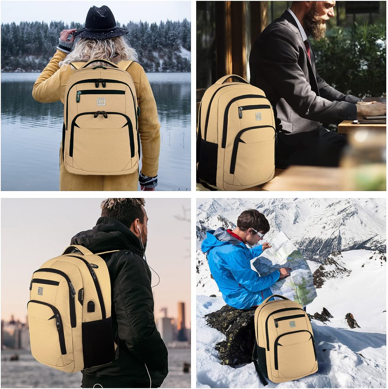 Slim anti-theft laptop backpack with USB charging port