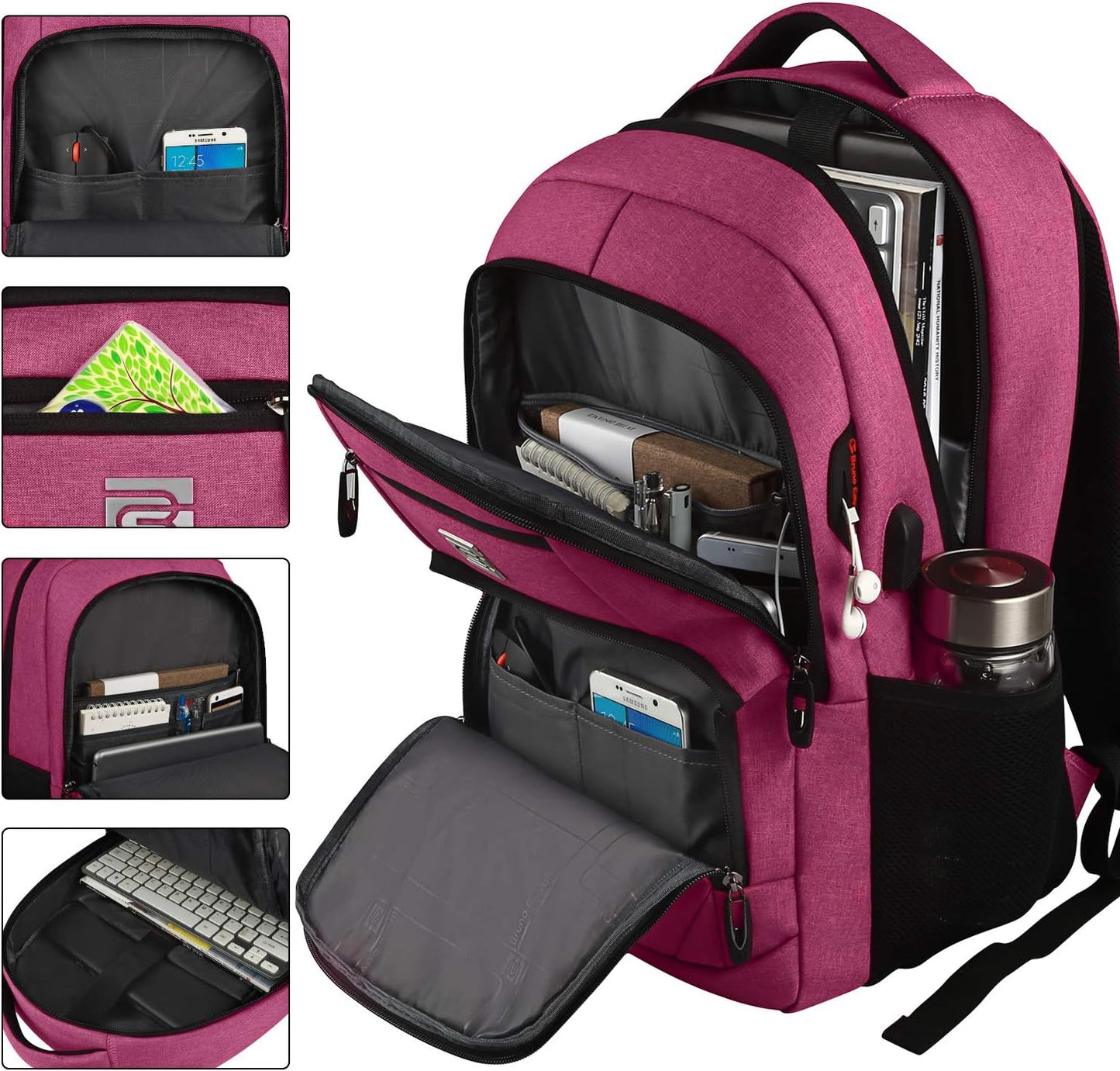 Slim anti-theft laptop backpack with USB charging port