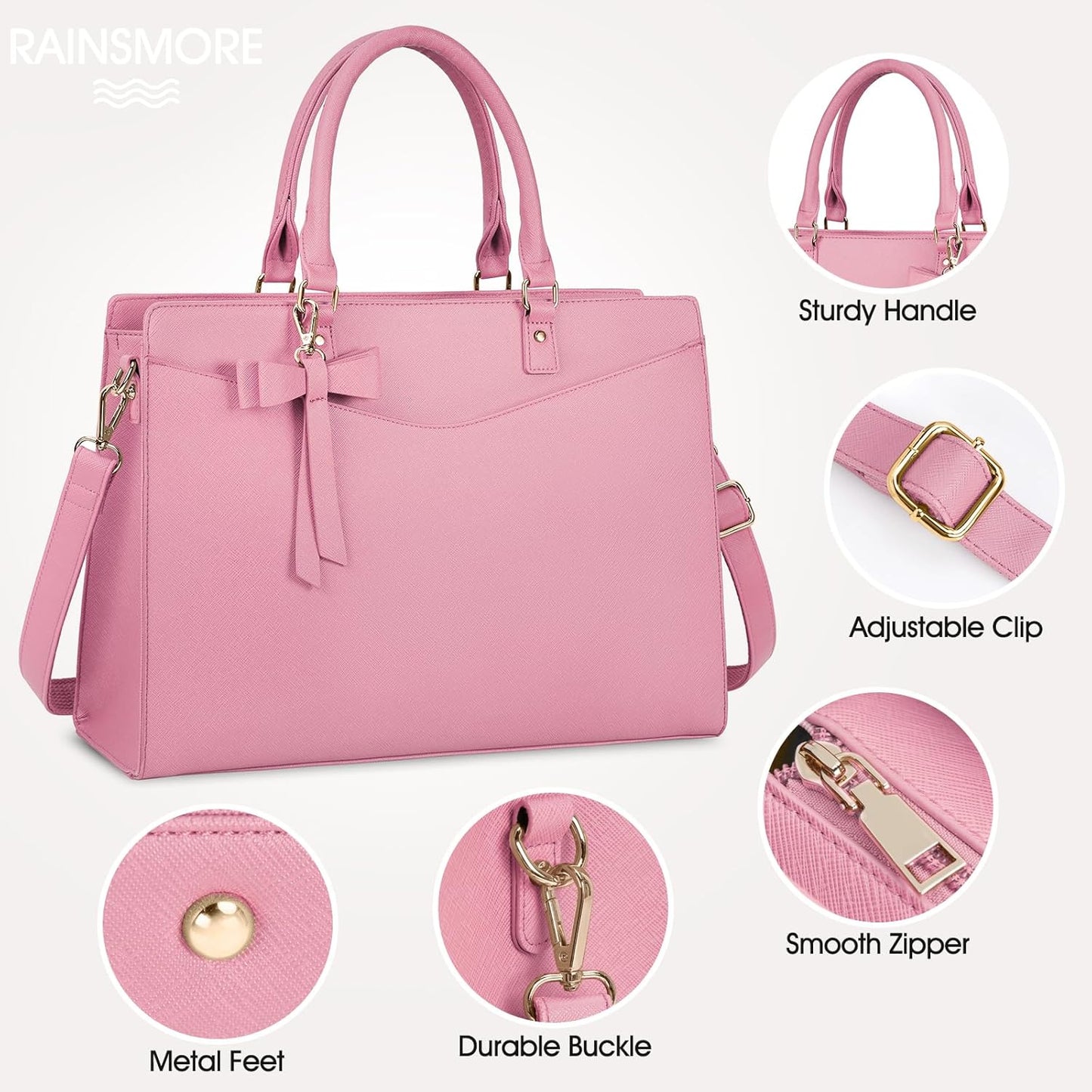 Waterproof PU leather laptop bag with multifunctional design for women