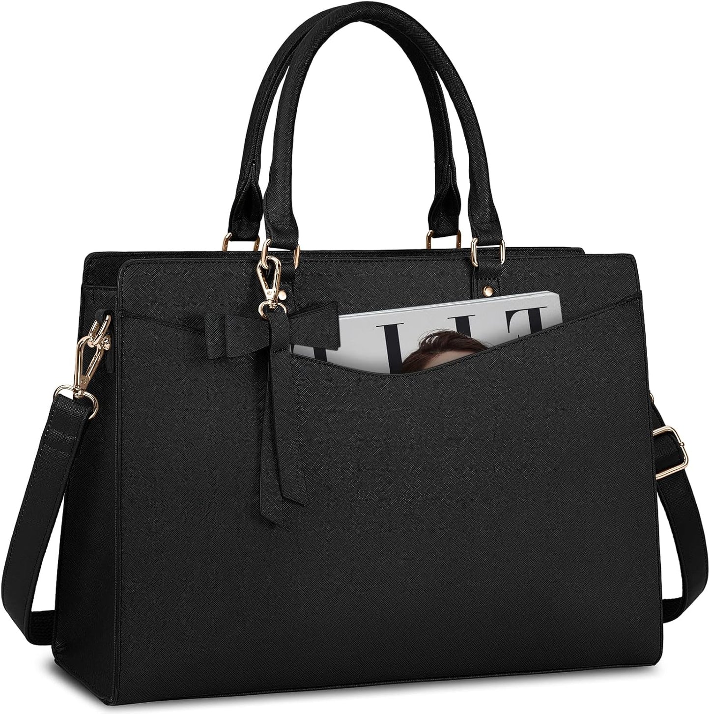 Waterproof PU leather laptop bag with multifunctional design for women