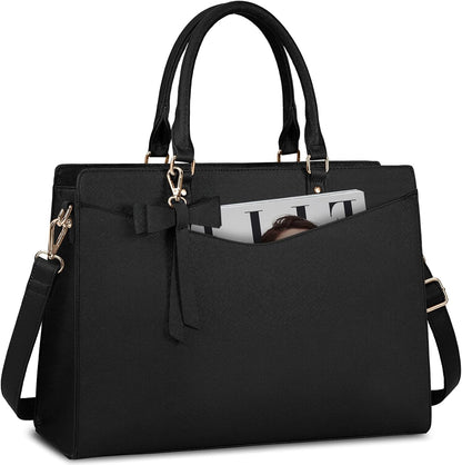 Waterproof PU leather laptop bag with multifunctional design for women