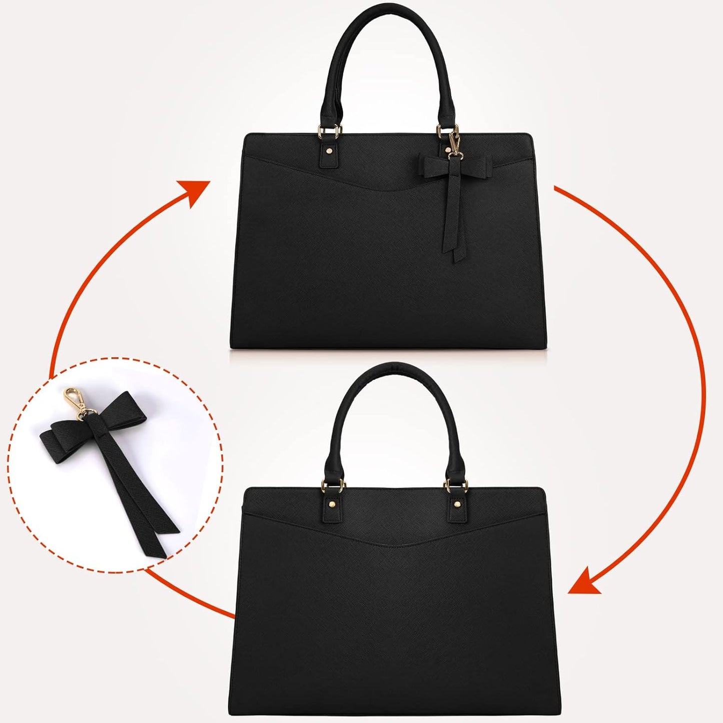 Waterproof PU leather laptop bag with multifunctional design for women