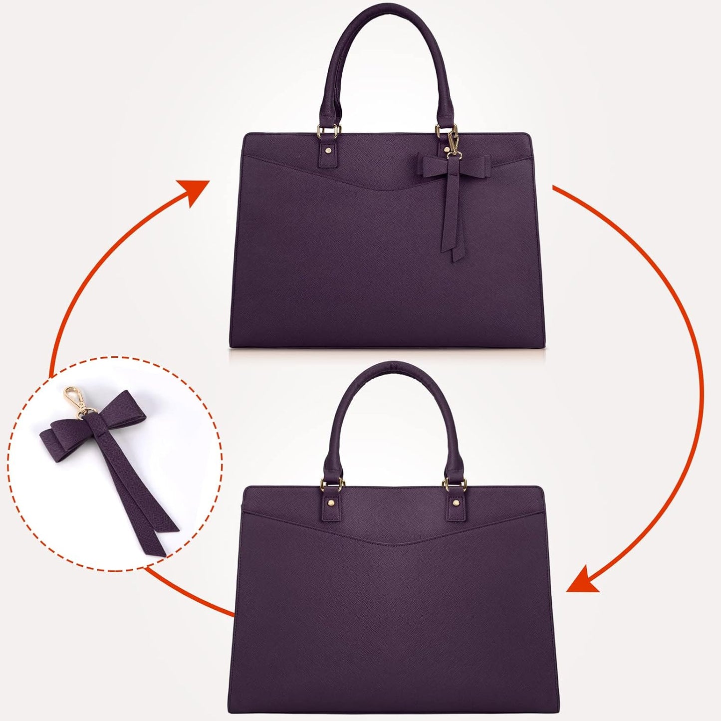 Waterproof PU leather laptop bag with multifunctional design for women