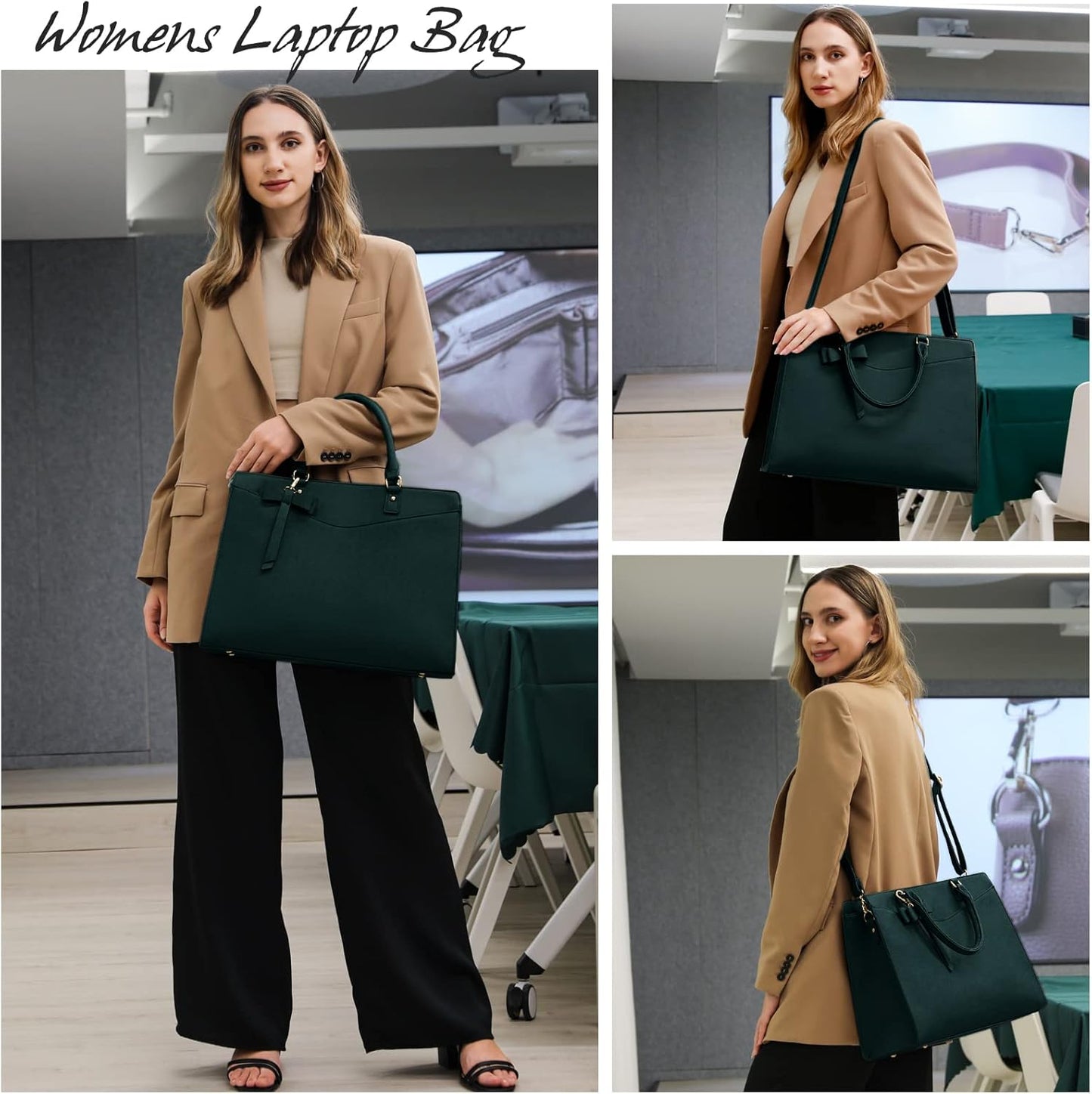 Waterproof PU leather laptop bag with multifunctional design for women