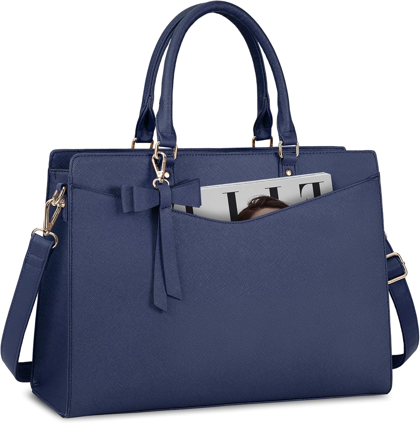 Waterproof PU leather laptop bag with multifunctional design for women