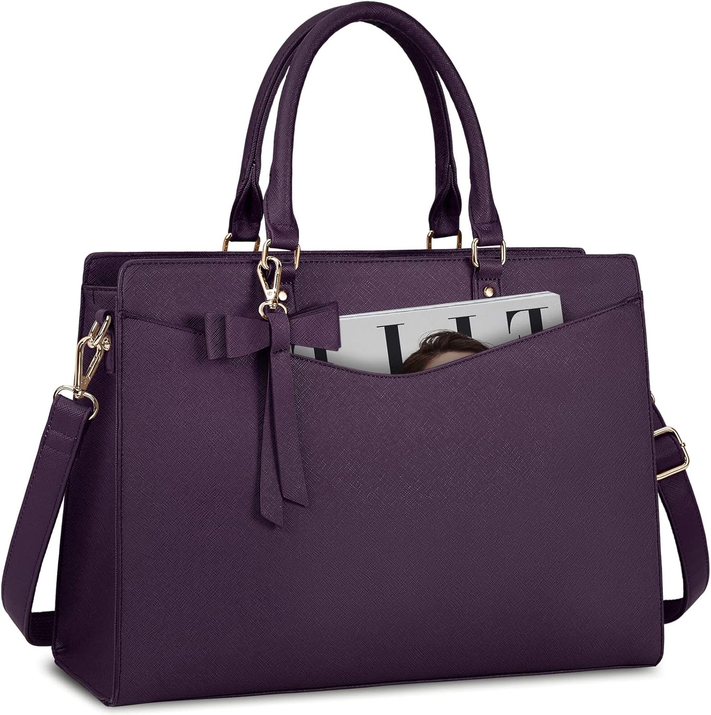 Waterproof PU leather laptop bag with multifunctional design for women