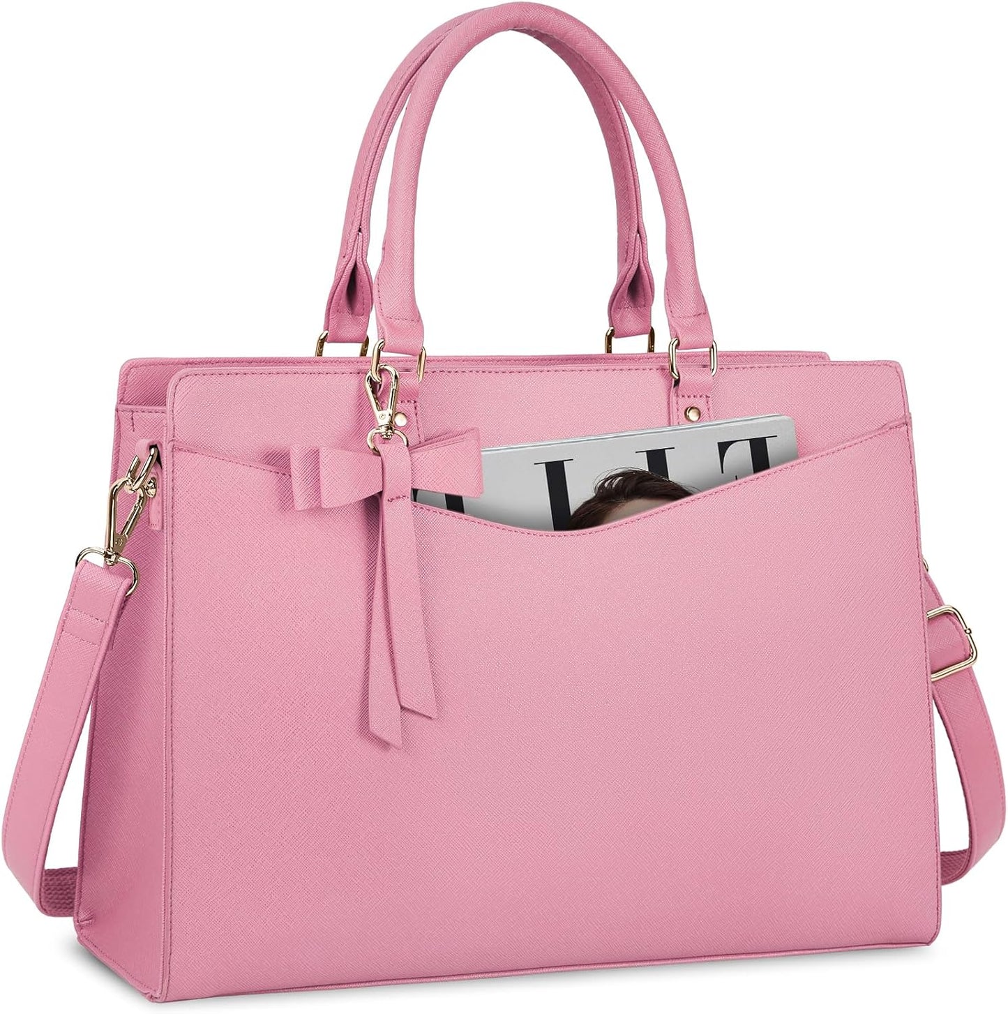 Waterproof PU leather laptop bag with multifunctional design for women