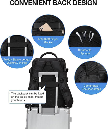 40 L waterproof travel rucksack with shoe compartment and USB port – suitable for 14-inch laptops