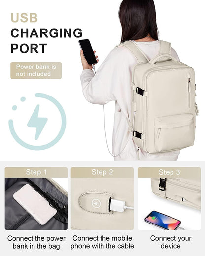 40 L waterproof travel rucksack with shoe compartment and USB port – suitable for 14-inch laptops