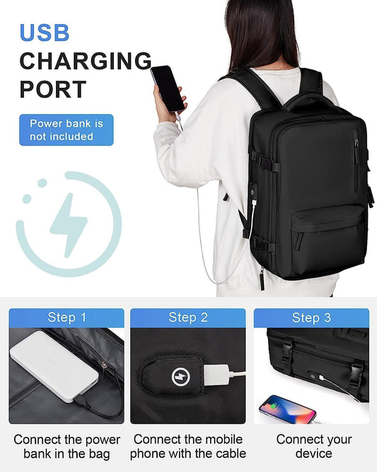 40 L waterproof travel rucksack with shoe compartment and USB port – suitable for 14-inch laptops